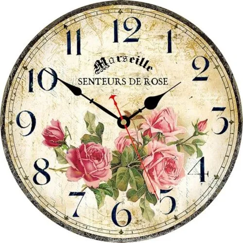 Toudorp Home Wall Clock 14 Inch Wooden Battery Operated Wall Clocks