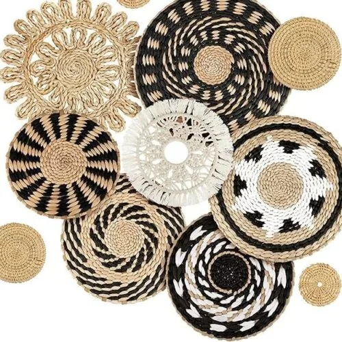 11 Pcs Boho Wall Basket Decor Decorative Bulrush Woven Basket Wall Decor