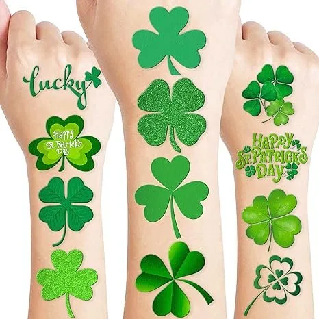 Lucky Irish Shamrock St Patricks Day Temporary Tattoos Themed Birthday Party Favors Decorations