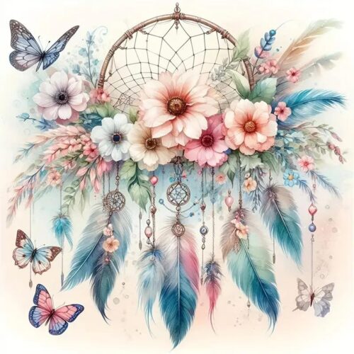 Diamond Art Painting Kits for Adults, Dreamcatcher 5D Diamond Painting Dots Art Kits for Adults Beginner, DIY Full Round Gem Crystal Art Paint by Diamond Butterfly, Home Wall Decor 14x 14 in