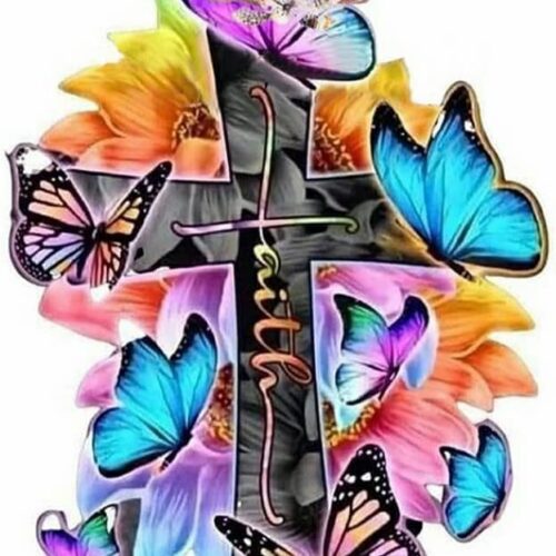 Diamond Painting Kits for Adults, DIY Diamond Art Kits Full Drill Diamond Dots, Cross Butterfly 5D Diamond Art Accessories for Beginner, Gem Art for Home Wall Decor (12 x 16in)