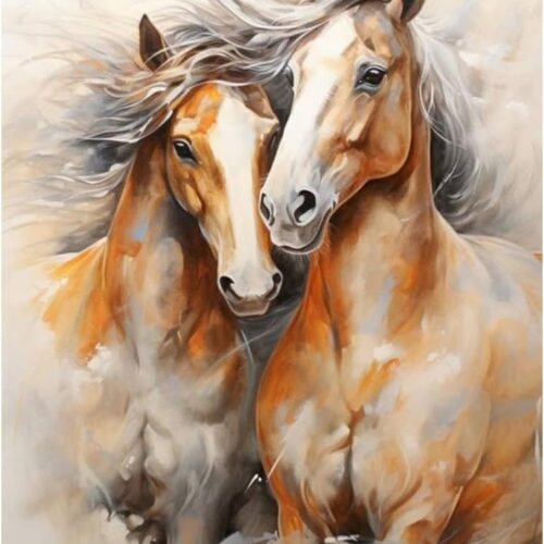 Diamond Painting Kits for Adults, Horse Round Full Drill Diamond Art Kits, 5D DIY Paint with Diamonds Crafts for Home Wall Decoration Gifts 12×16Inch