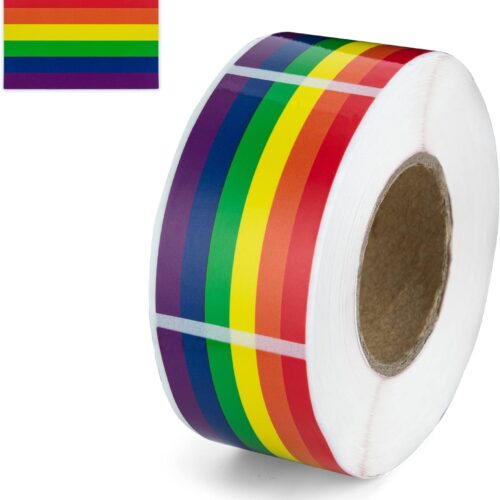 250 Rainbow Rectangle Flag Stickers for Gay Pride, Lesbian, Transgender, LGBTQ Awareness, Parades & Events