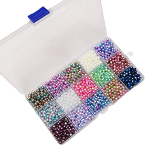 Craft 4500pcs 4mm Assorted 15 Colors Gradient No Hole Round Ball Bead Scrapbooking Craft DIY Beads Decoration + Plastic Box (Gradient Colors, 4mm)