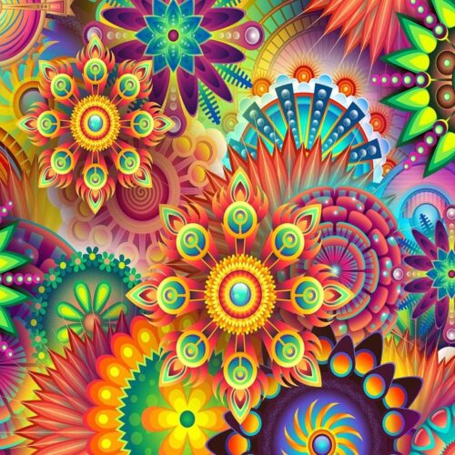 DIY 5D Diamond Painting Flower, Diamond Art Painting Colorful Flower by Number Kits for Adults and Kids, Abstract Flowers Arts Painted with Round Full Drill for Gift Wall Decor(12x16in)