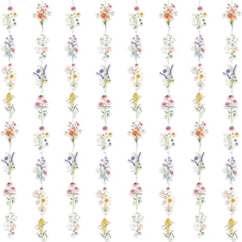 8 Packs Wildflower Paper Hanging Garland Birthday Decorations, Flower Party Baby Bridal Shower Floral Birthday Decor for Girls Women, Spring Summer Wedding Ceiling Decoration