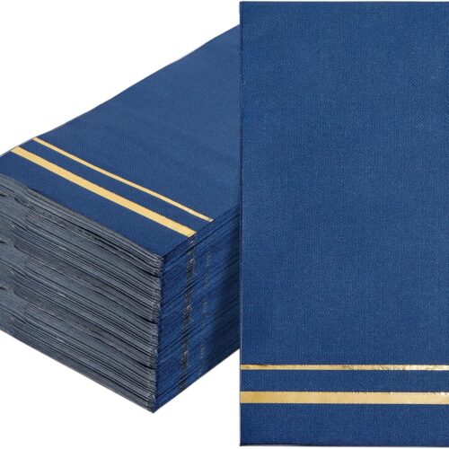 100-Count 3-Ply Disposable Napkins - Blue Paper Napkins Disposable Premium Quality - Dinner Napkins Disposable Soft, Absorbent for Parties, Weddings, Kitchen and Cocktail Beverage