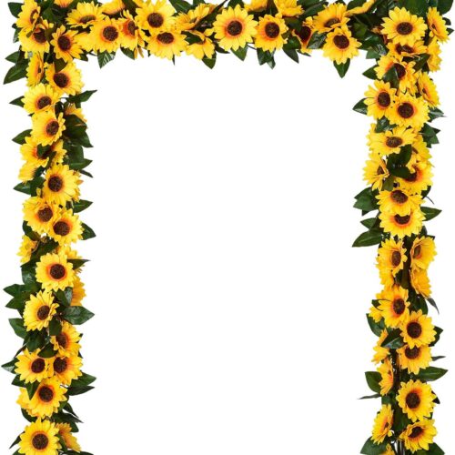 3 Pack Artificial Sunflower Garland Silk Sunflower Vine Artificial Flowers with Green Leaves for Wedding Table Home Decor