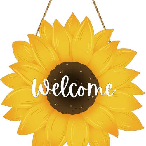 Sunflower Decor Summer Decorations for Home Summer Door Decor Sunflower Wreath Wooden Welcome Sign for Front Door Hanger for Office Wall Indoor Home Decorations
