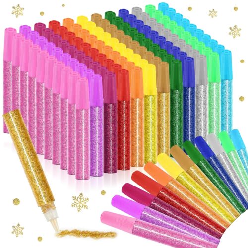 24 Pcs Glitter Glue Pens Bulk 12 Colors Rainbow Glue Stick for Crafts Teacher Appreciate Graduation Gift Supplies for DIY Arts, Projects Scrapbooking, Cards Decorating Supplies