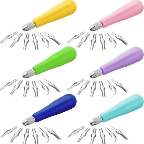 12 Pack Craft Linoleum Cutter Kit Carving Tools Assortment Linocut Tools Block Cutters for Block Printing, Assorted Colors