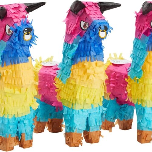 3 Pack Mini Rainbow Bull Pinatas for Cinco de Mayo Party Decorations, Mexican Fiesta Supplies (5.25 x 9 x 2 in)