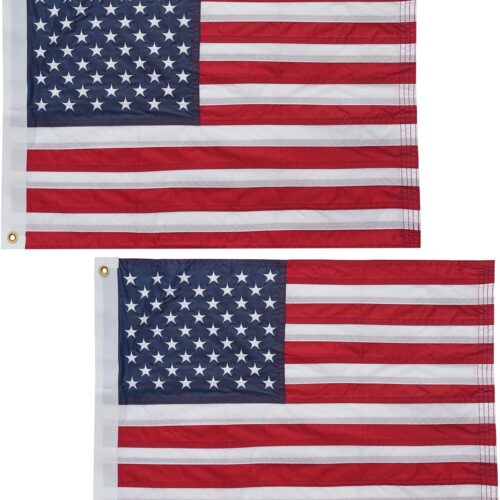 2 Pack American Flag 12x18 Inches Embroidered Small American Boat Flag Nautical Patriotic US United Flags for Outside with 2 Brass Grommets