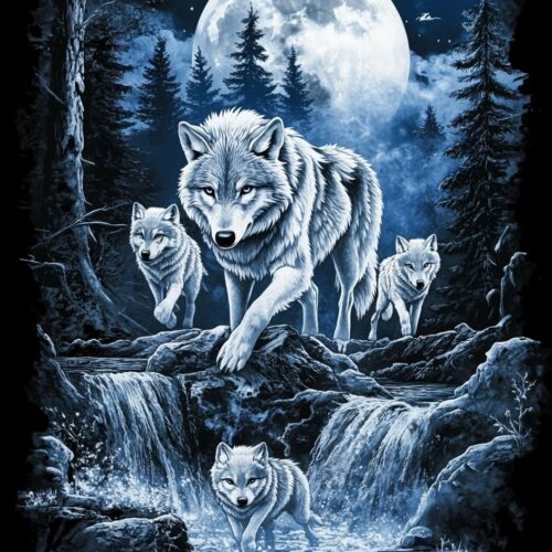 Diamond Art Kits for Adults Full Drill Round Diamond Painting Kits for Beginners Craft Kits for Home Wall Decor Gifts 11.8x15.7inch(Wolves)