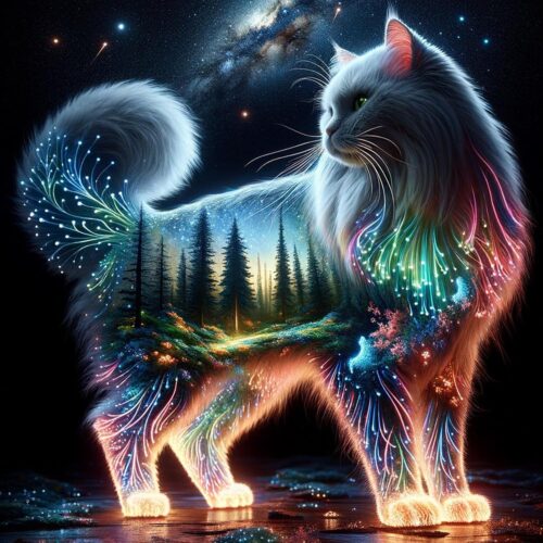 Forest Cat Diamond Art Kits for Adults, 5D Cat Diamond Painting Kits for Beginners, Round Full Drill Diamond Pictures Gem Art for Adults Crafts Home Decor 13.78x13.78in