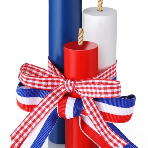 3 Pcs 4th of July Table Decoration Patriotic Tiered Tray Decor Red White Blue USA Firework Memorial Day Independence Day Wood Table Signs Fourth of July Centerpieces(Cute Style)