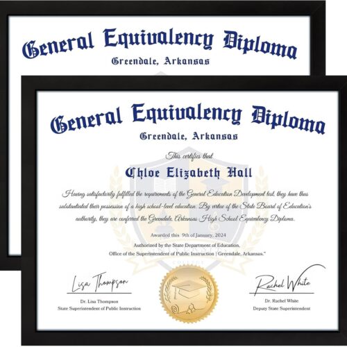 8.5x11 Diploma Frame, Black Picture Frame With Clear Plexiglass, 2 Pack Certificate for Wall Display, Document Frame, High School Diploma
