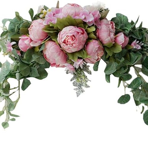 Wedding Arch Flowers, 30 Inch Rustic Artificial Floral Swag for Door Lintel, Green Leaves Rose Peony Sunflowers Table Centerpieces Home Decoration