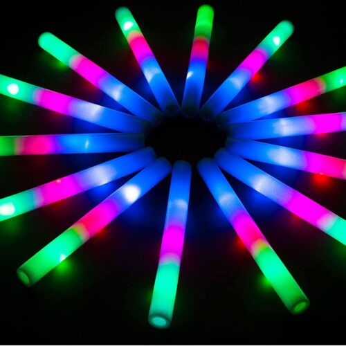 28 PCS LED Foam Glow Sticks, July 4th Glow Stick Bulk Party Pack with 3Modes Colorful Flashing, Glow in The Dark Party Supplies for Parties, Wedding, Birthday, Raves, Concert, New Year