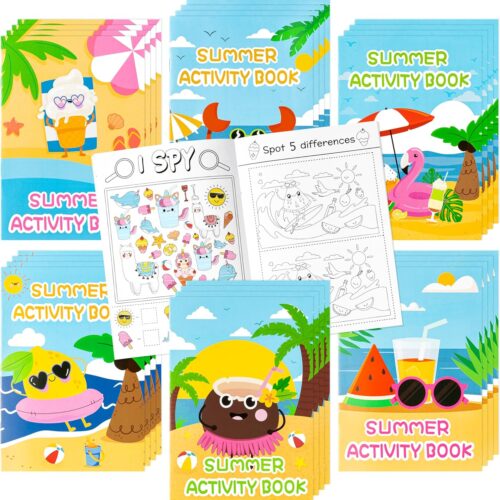 24Pcs Summer Beach Coloring Books Summer Patry Drawing Book Bulk Including Lemon Coconut Flamingo Beach Pool Summer Patterns for Classroom Rewards Activity Supplies for Goodie Bag Filler