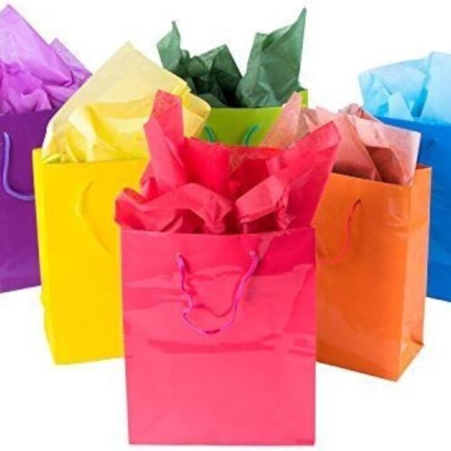 12 Assorted (13" h x 10" w x 4 1/2" d) Bright Neon Colored Party Present Paper Gift Bags Christmasd Holidays Thanksgiving Easter Halloween Mothers Day All Occasion