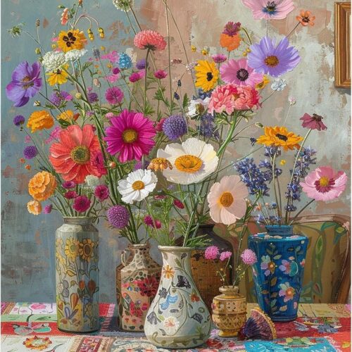 Flowers Diamond Painting Kits for Adults, Diamond Art Kits for Adults Beginner,DIY 5D Full Round Drill Small Diamond Dots Gem Art Kits for Adults,Home Wall Decor 12 x 16Inch