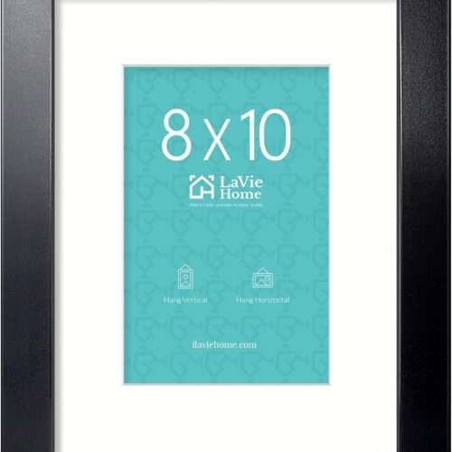 Home 8x10 Picture Frame, 8 x 10 Frame Display Pictures 5x7 with Mat or 8x10 Without Mat, Stable and Sturdy Black Frame and Polished Plexiglass, Horizontal and Vertical Format of The Walls, 1 Pc