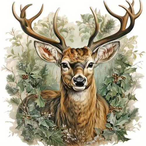 5D Colorful Elk Diamond Art Painting Kits for Adults,Animals Diamond Art for Beginners, DIY Full Drill Diamond Art Painting(12X12 inch)