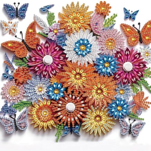 Diamond Painting Kits for Adults Flower, 5D Special Shape Diamond Art Kits for Beginners, Crystal Rhinestones Diamond Painting for Home Wall Decoration Gift 12×12inch, Butterfly