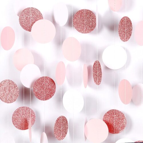 Rose-Gold Pink White Party Decorations Paper-Garland - 52Ft Birthday Baby Bridal Shower Decoration Streamers Banner,Mothers Day Bachelorette Engagement Wedding Party Supplies Bunting Lasting Surprise