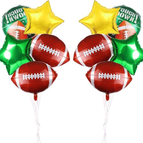 Football Balloons for Football Theme Party Decorations, Large Foil Mylar Football Green Balloon Decor for Boys Kids Men Rubby Balloon Decor Party Supplies