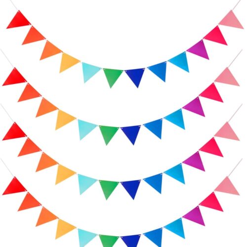 48Pcs Rainbow Pennant Banner, BetterJonny 4 Pack Felt Fabric Flags Pennant Banners Triangle Flag for Party Wedding Christmas Birthday Bedroom Decoration
