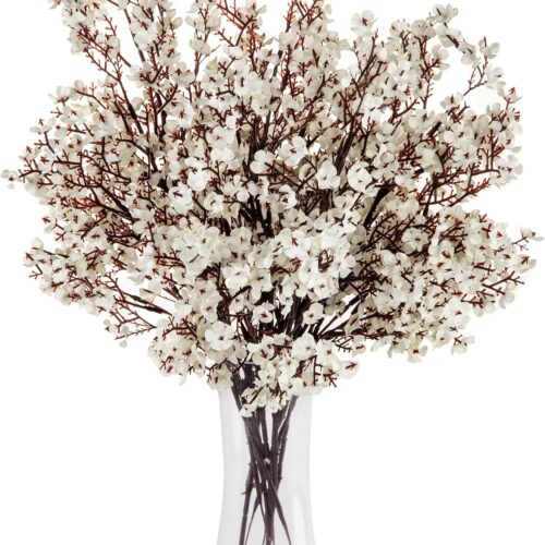 10 Pcs Baby Breath Bulk Silk Artificial Flowers Bouquet Real Touch Flowers for Home Kitchen Party Centerpieces Decoration（White）