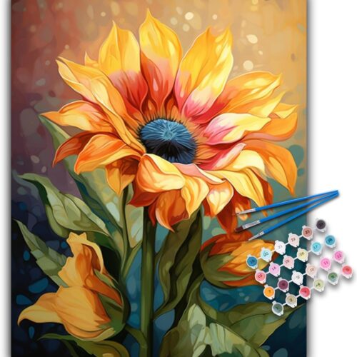 Paint by Numbers Kit for Adults Beginners, Sunflower Acrylic Adult Paint by Number Kits on Canvas, Sunflower Digital Oil Number Painting Kits for Home Decor Gift 16"x20"