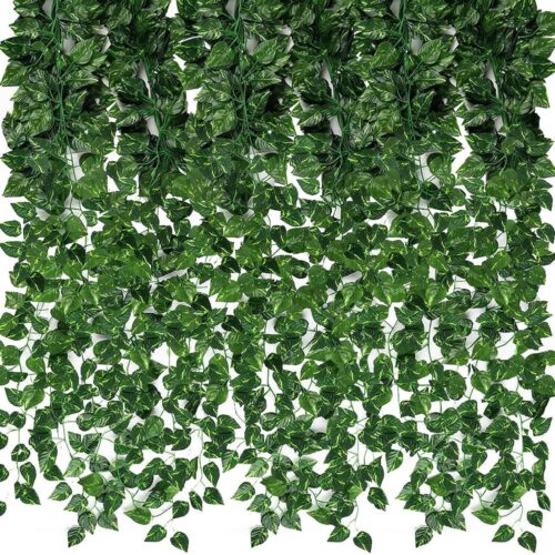 24 Pack 168ft Artificial Ivy Greenery Garland, Fake Vines Hanging Plants Backdrop for Room Bedroom Wall Decor, Green Leaves for Jungle Theme Party Wedding Decoration