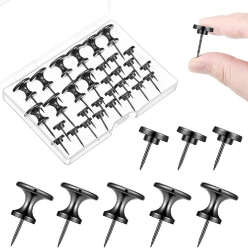 Metal Push Pins, 35 Pieces Large Double Headed Picture Hanging Nails and Black Thumb Tacks for Wall Cork Board Poster Hanging, Wall Pins Wall Tacks for Office Home Decor
