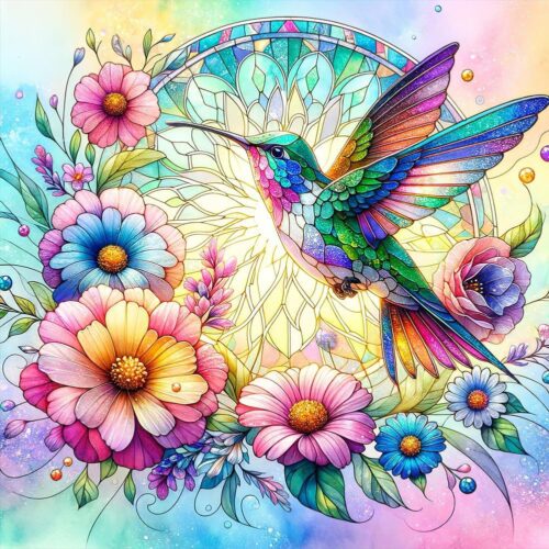 Diamond Painting Kits for Adults, 5D DIY Hummingbird Diamond Art Kits for Beginners, Full Drill Diamond Painting Kits for Home Wall Decor, Flower, 12x12 Inch