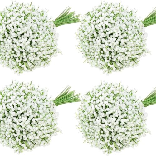 120 PCS Babys Breath Artificial Flowers,Artificial Baby Breath Gypsophila Flowers Bulk,White Flowers Real Touch Gypsophila Floral in Bulk,Home Wedding Garden Decor (120-Pcs)