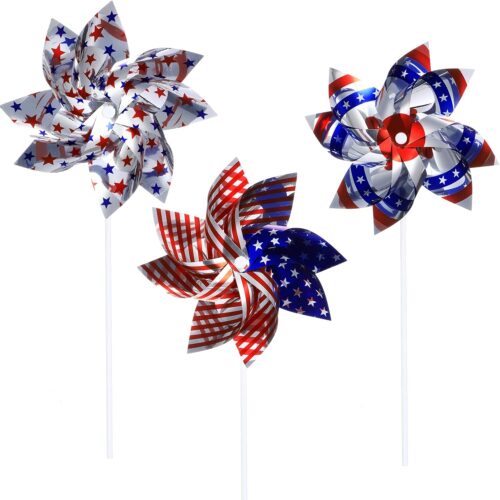 15 Pieces Memorial Day American Flag Fourth of July Patriotic Pinwheels Stars and Stripes Pinwheels Flag Patriotic Party Decorations for Independence Day Party Decoration Party Favors