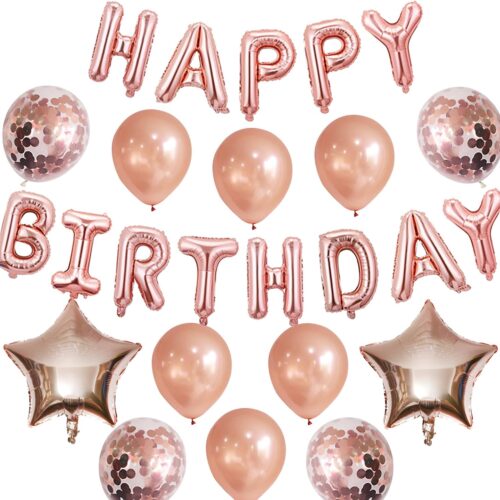 Rose Gold Balloons Happy Birthday Balloons Banner 16 Inch Aluminum film Letters Balloons for Party Decoration Scene Arrangement Balloon Birthday Event Celebration Decorations