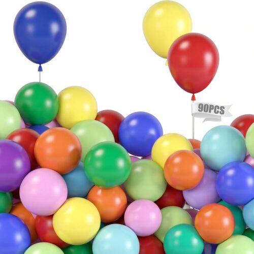 90PCS Multicolor Latex Balloons, Small Balloons Assorted Colors 5 Inch Party Balloons for Wedding Birthday Party