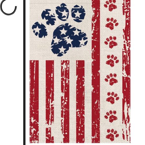 4th of July Garden Flag Dog Stars and Stripes Double Sided USA Flag Patriotic Memorial Day Independence Day Yard Outdoor Decorations 12.5x18 Inch