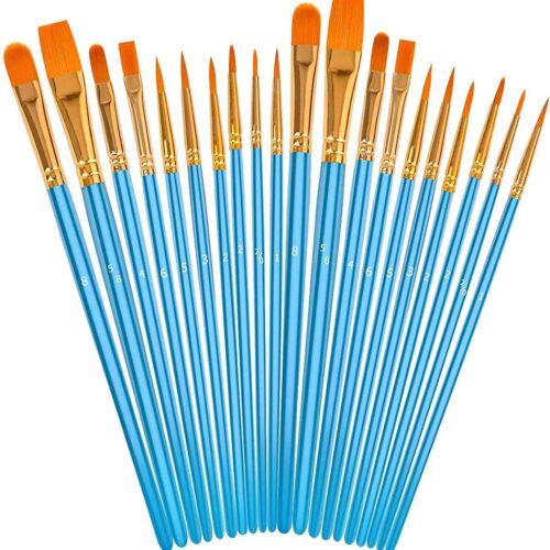 Acrylic Paint Brushes Set, Easter Basket Stuffers, 20Pcs Round Pointed Tip Artist Paintbrushes for Acrylic Oil Watercolor Canvases Rock Body Face Nail Miniature Detailing Drawing Art Supplies