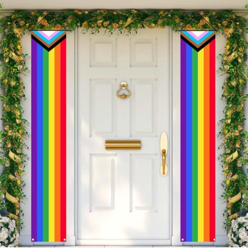 Pride Rainbow Gay Pride Banner - Outdoor Front Door Sign Wall Hanging LGBT Decoration for Home Office Party Favors