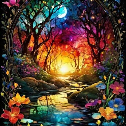 Diamond Art Kits for Adults - Landscape Flowers Diamond Painting Kits DIY 5D Full Drill Diamond Dots Paintings with Diamonds Gem Art and Crafts for Home Decor 12x16 Inch