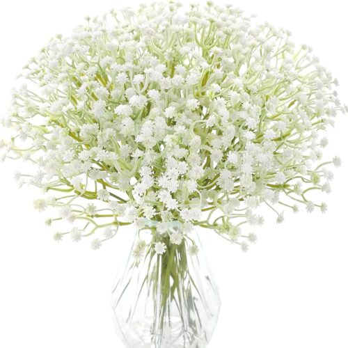 Babys Breath Artificial Flowers,30 Pcs White Gypsophila Greenery Sprays,Real Touch Flowers for Wedding Bouquets Centerpieces Floral Arrangements and Decorations