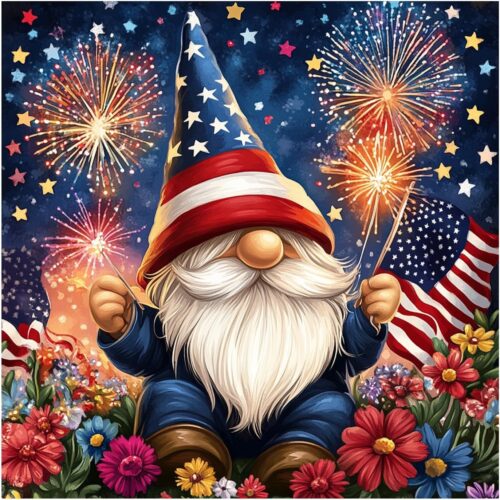 Gnome Diamond Painting Kits for Adults, Flag Diamond Art Kits for Adults, DIY 5D Diamond Painting Kits for Beginners Home Wall Decor 12x16inch