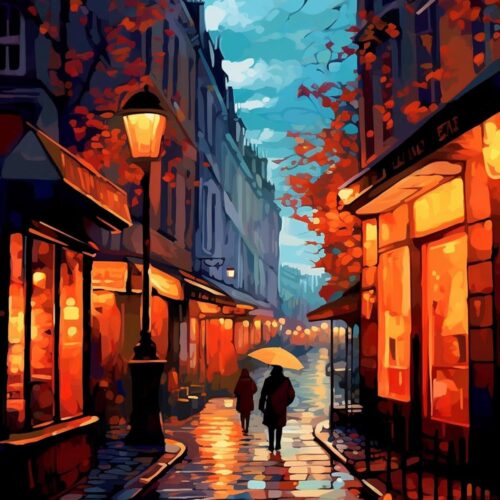 Paint by Number for Adults Beginner, DIY Easy Acrylic Canvas Adult Paint by Numbers Kits, Gifts and Home Wall Decor 16" x 20",Street Scenery