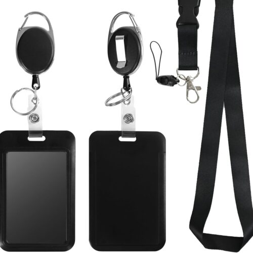 Retractable ID Badge Holder with Breakaway Lanyard,Heavy Duty Badge Reel,Detachable Keychain, Cruise Ship Cards Holder,for Nurse Officer Teacher Security Staff Women Men