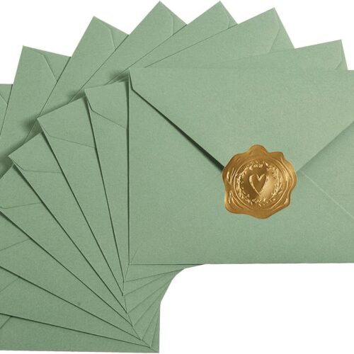 50 Pieces Sage-Green A7 Envelopes Greeting Card Envelopes 5.24 x 7.24 Inches for 5 x 7 Wedding Invitation Cards, Greeting Cards, Birthday Baby Shower Invitations